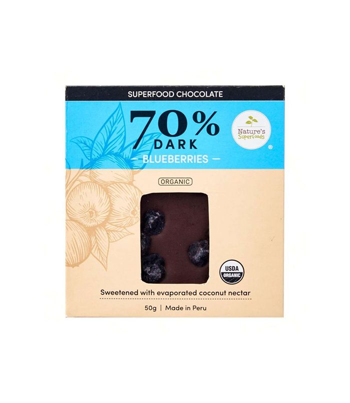 Organic Superfood Chocolate (70% Dark) with Blueberries